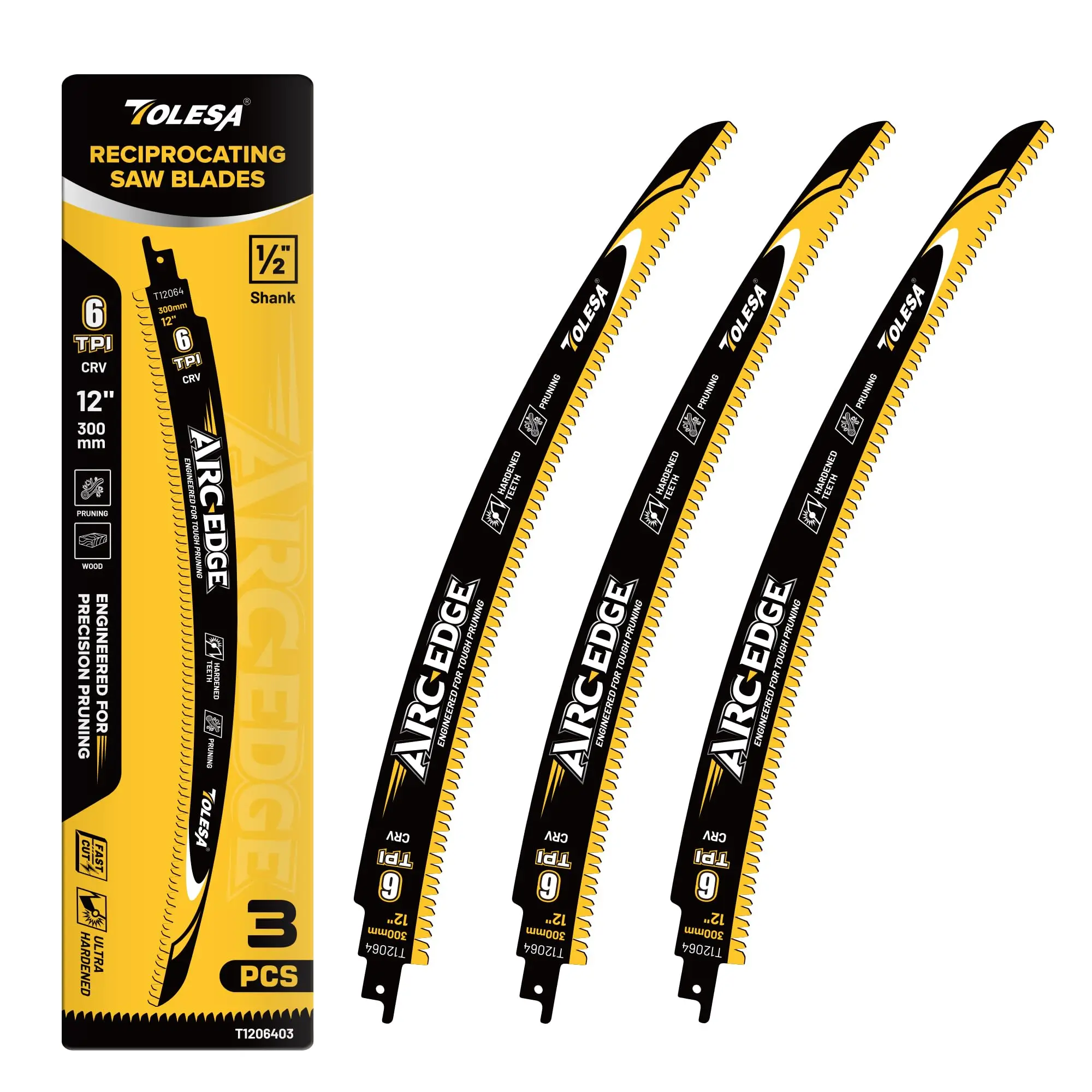 

TOLESA 3 шт. 12 дюймов японские зубья сабельные пилы 6TPI дуговые края лезвия для обрезки древесины для обрезки деревьев резка древесины