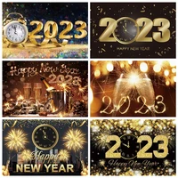 happy new year 2023 backdrop glitter clock firework party decor photography background photocall kid portrait photo studio props
