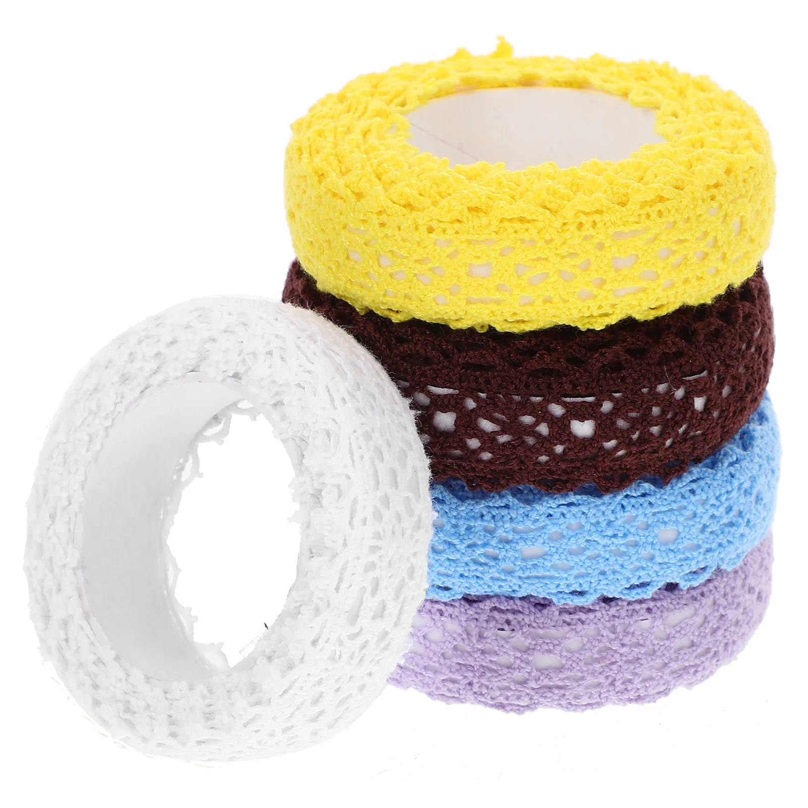 

5 Rolls Fabric Lace Tape Scrapbook Decorative Tapes Scrapbooking Grace Adhesive Stickers Cotton Hand Crafting Decors