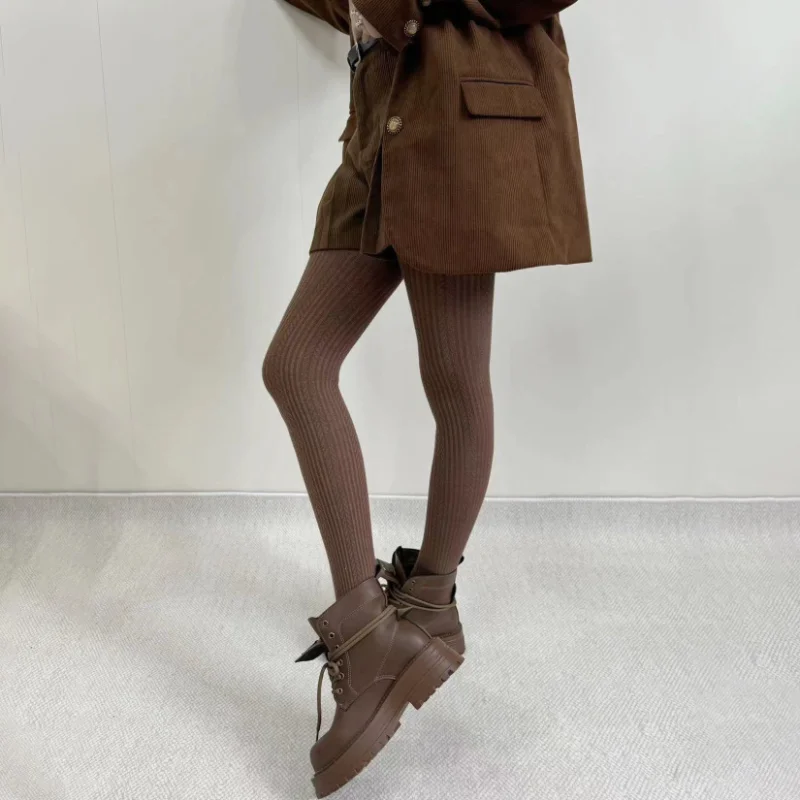 Осенне-зимние закрутки носки с пшеницей и кофейной подошвой винтажные вязаные