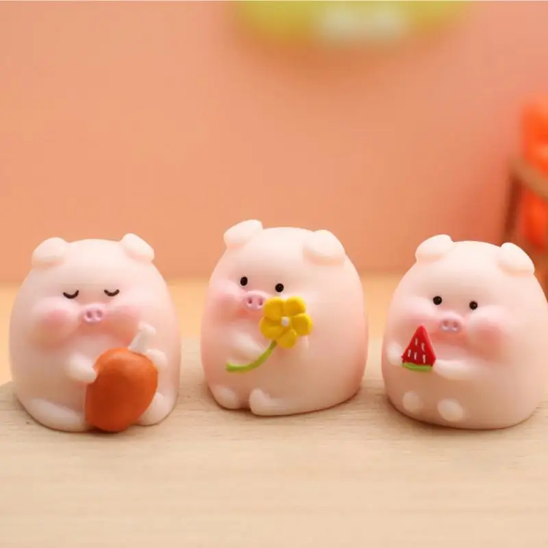 Мини фигурка милой свиньи модель животного мох микро ландшафт домашний декор