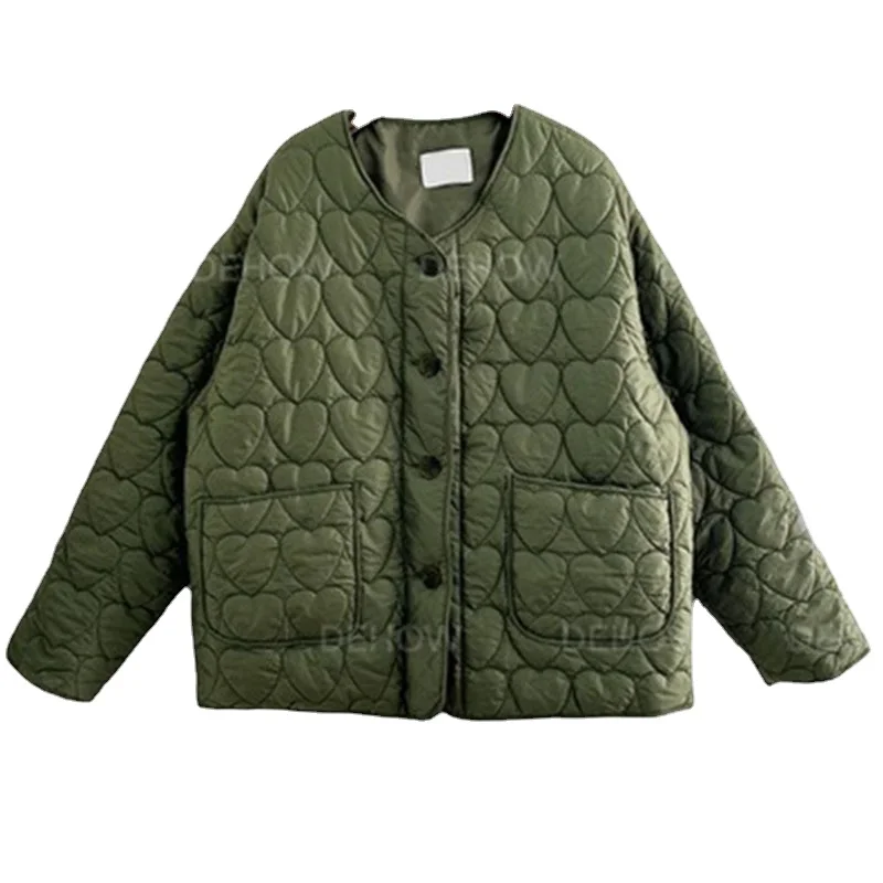 2022 New Oversize Loose Warm Heart Cotton Coat Light Winter Clothes Women 2022 Fashion Coats Sustans Elegant Vintage Snow Y2k