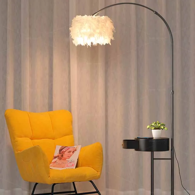 

Luxury Contemporary Floor Lamp Adjustable Uplight Kawaii Cute Floor Lamp Design Feathers Lampada Da Terra Aesthetic Room Decor
