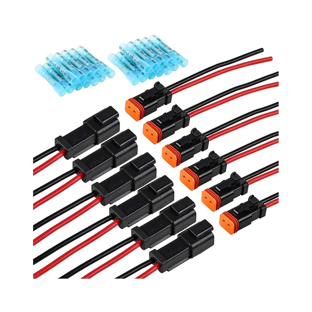 

6 Pair DT 2 Pin Pigtail Kit Male Female Connector Adapter Socket Wiring Harness for LED Work Light Bar Accessories