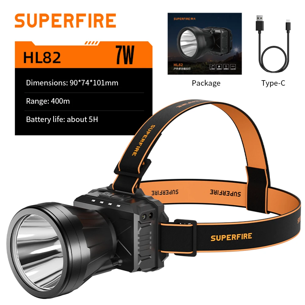 

SUPERFIRE USB-C перезаряжаемый налобный фонарь