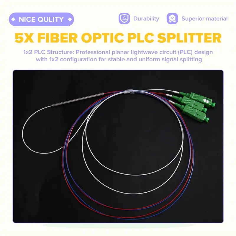 N75R-Оптический PLC-сплиттер 5 шт. 1X2 SC APC для FTTH, для телекоммуникационных сетей CATV, оптический коннектор 1X2, 1 м (art.: 3920dd0c9f704) - 3920dd0c9f704