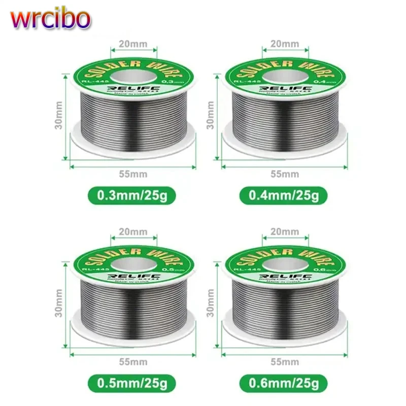 

RELIFE RL-445 Припой высокой чистоты с канифольным сердечником Оловянная проволока Различные электронные паяльные сварочные инструменты 0,3/0,4/0,5/0,6 мм 25 г