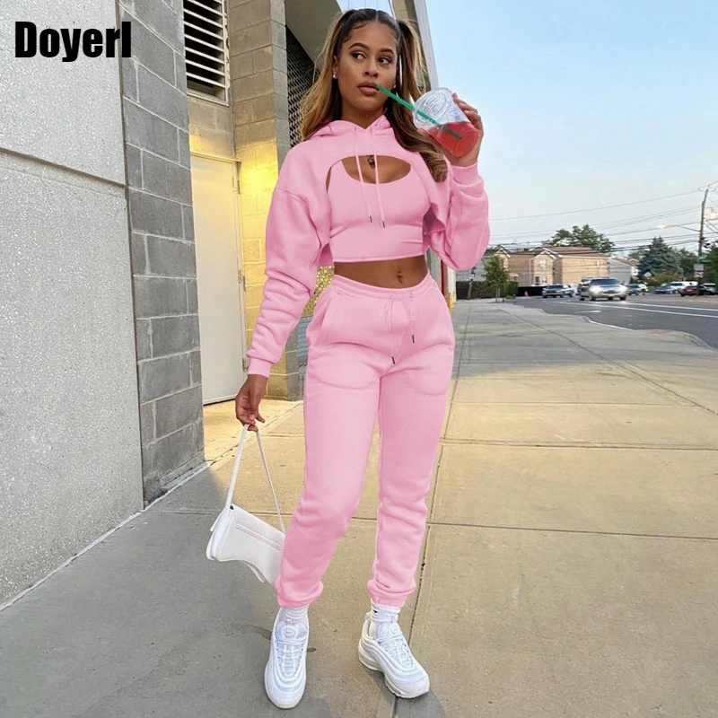 

Hoodie Tracksuit Women Set Sport Sweatsuits for Women Cropped Sweatshirts + Tank + Sweatpants Sweat Suits Women Matching Sets