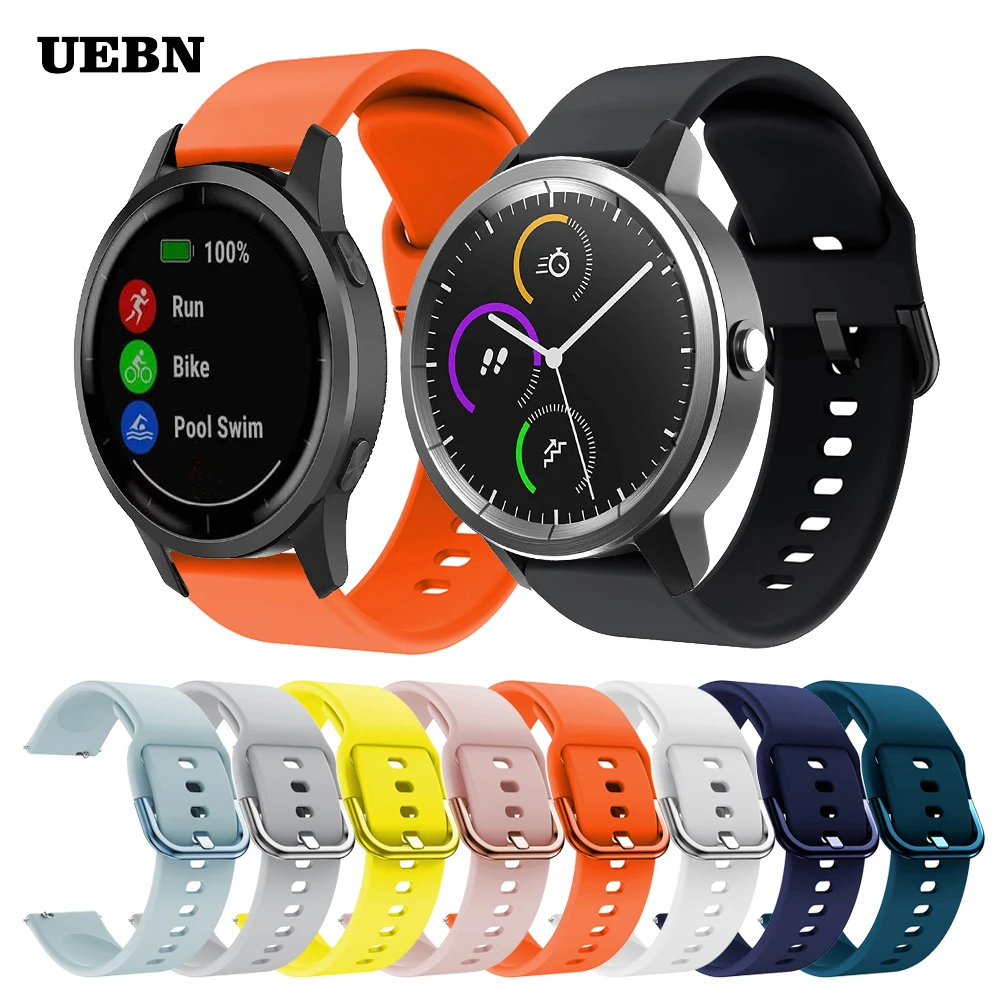 

Ремешок UEBN спортивный сменный силиконовый для Garmin Active, браслет для Garmin vivoactive 3 и 4 move 3, браслет для наручных часов