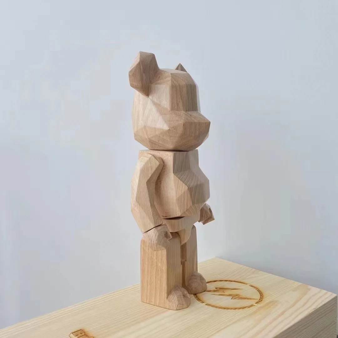 

bearbrick building block bear decoration Chinese style home office trend solid wood bear living room decoration
