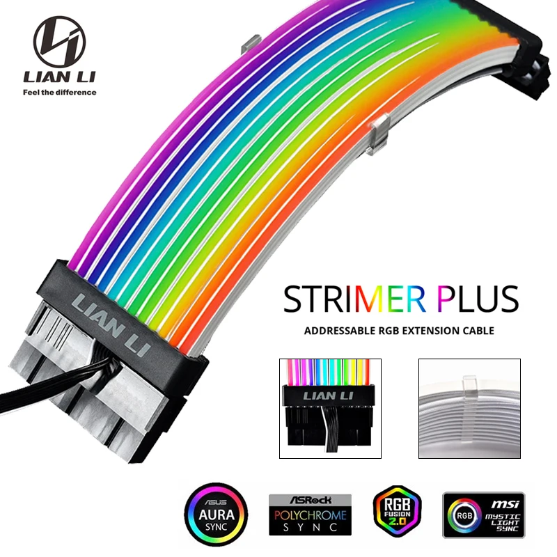 Strimer Plus Triple 8PIN / 24PIN Extension RGB Motherboard Cable / GPU Extension D-RGB Cable / A-RGB to AURA