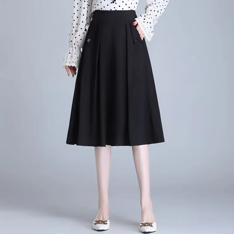 

Женская юбка-трапеция средней длины, универсальная облегающая плиссированная юбка-трапеция принцессы, женское платье в Корейском стиле с большим подолом, модель 2023 года