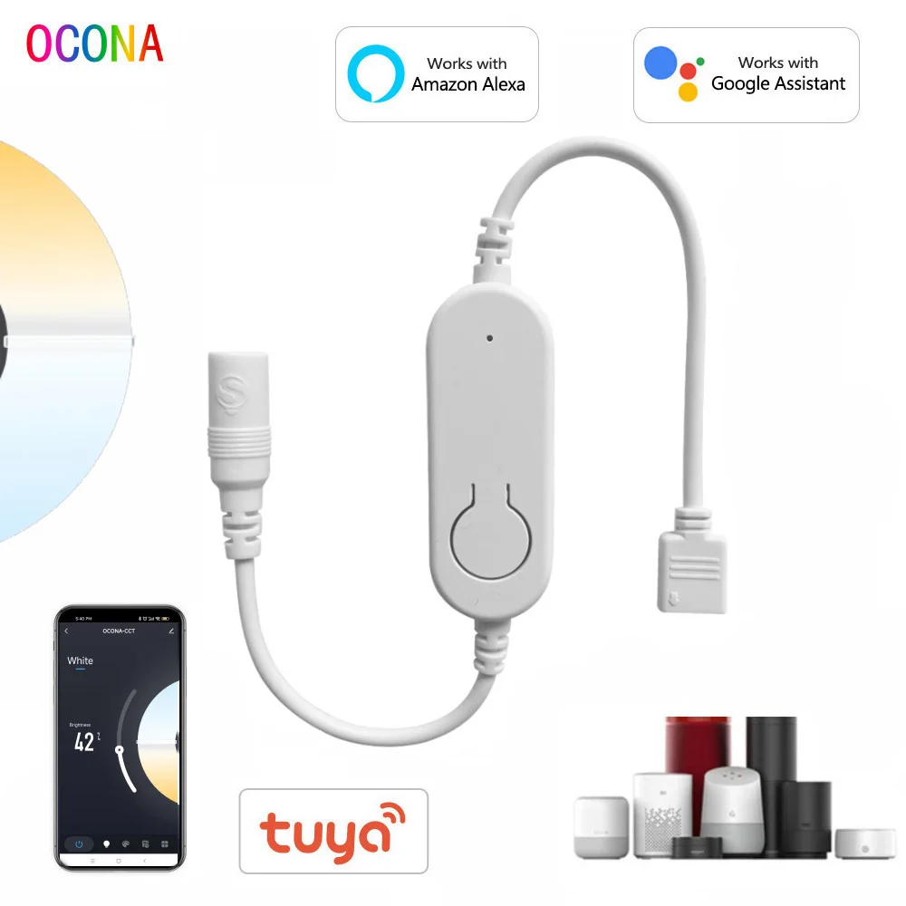 

CCT Wifi LED Controller DC12V~24V Tuya Smart Color Temperature Adjustment Switch For CCT LED Strip Work with Echo Alexa Google