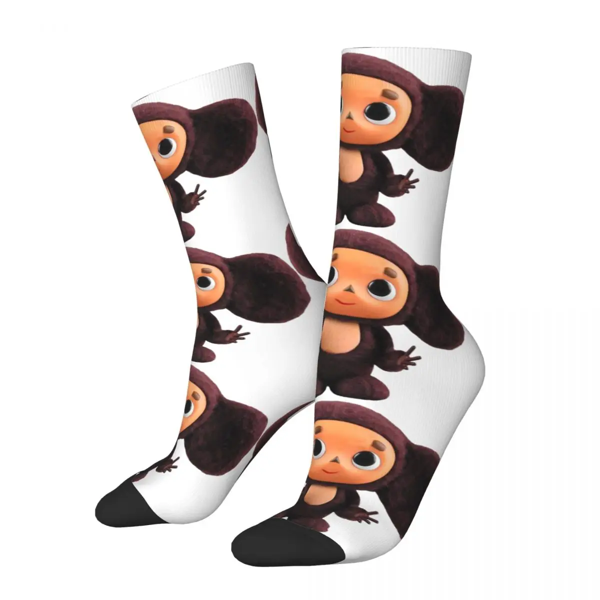 

Happy Funny Men's compression Socks Cute Vintage Harajuku Cheburashka Soviet Russian Cartoon Hip Hop Seamless Crew Crazy Sock