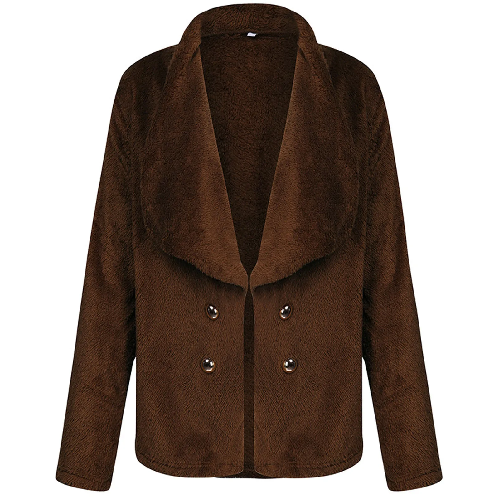 Solid Color Teddy Jacket Thick Faux Fur lapel Collar Plush Overcoat Jackets Women Button Casual Warm Outerwear Tweed Coat mujer
