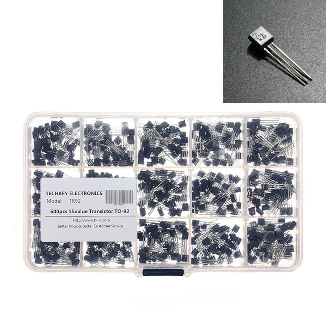

600 Pcs 15 Value x 40 Pcs Transistor TO-92 Assortment Box Kit with Box Multi-functional Component Set, Complete in Variety