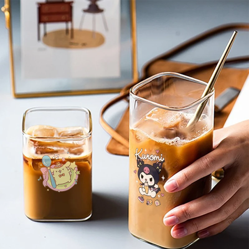 

Кавайное Коричное стекло Sanrio аниме креативная Hellokittys прозрачная молочная кофейная кружка Милая Kuromi мультяшный подарок на день рождения