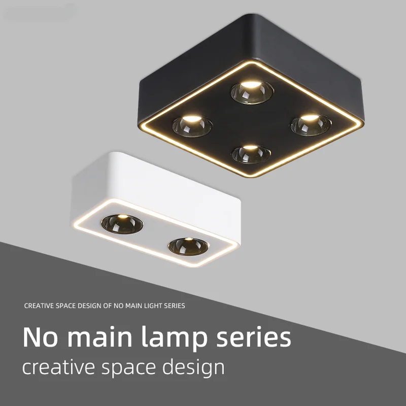 

Simple Black White Spotlight New Modern LED Ceiling Lights Living Dining Room Bedroom Chandelier Aisle Hall Indoor Lamp Lighting