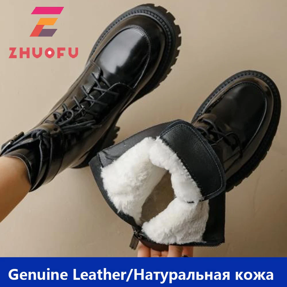 

Новое поступление, зимние женские сапоги ZHUOFU для снежной погоды, сапоги Marton из натуральной воловьей кожи, теплая Женская обувь с мехом для снежной погоды