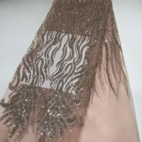 2022 factory direct latest design high quality glitter glued shining fabric green onion champagne gold black silver lace