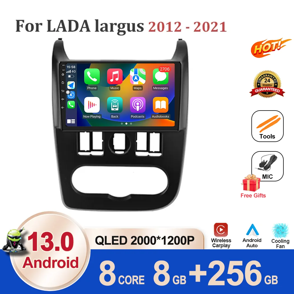 

Android 13 For LADA largus 2012 - 2021 Stereo Navigation Multimedia Video Player Car Radio No 2din 2 din 4G LET GPS Carplay 5G