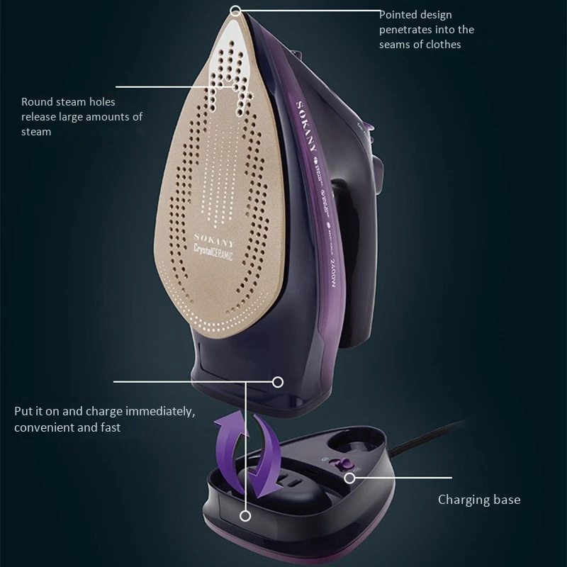 Паровой утюг SOKANY 5-скоростная регулировка беспроводная зарядка портативный