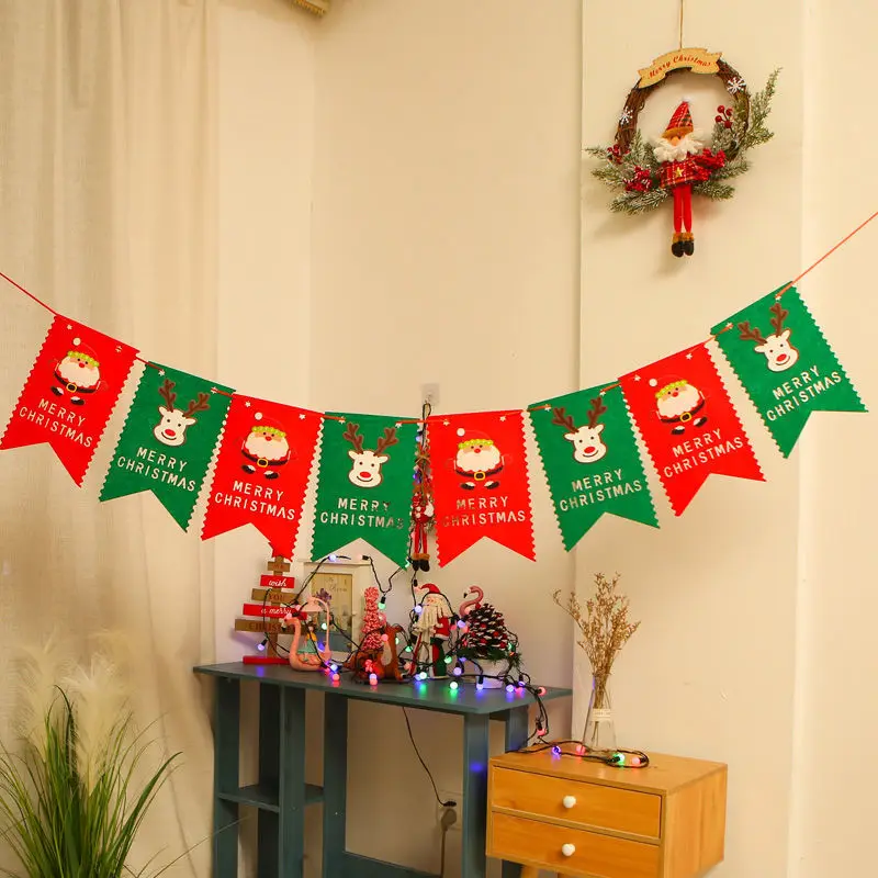 Рождественские украшения, подвесные флаги, школьные торговые центры, витрины магазинов, праздничные подвески для украшения сцены