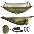 Кемпинговый гамак с москитной сеткой, двойной гамак с ремешками для деревьев, карабины, легкий портативный гамак для Путешествий, Походов, для улицы