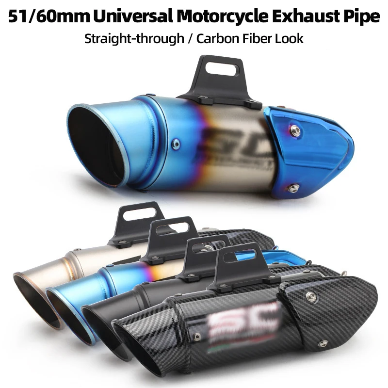 

51/60mm Universal sc CarbonFiber Motorcycle Exhaust Pipe Straight-through Exhaust Pipe for GP-project Racing Motorcycle modify