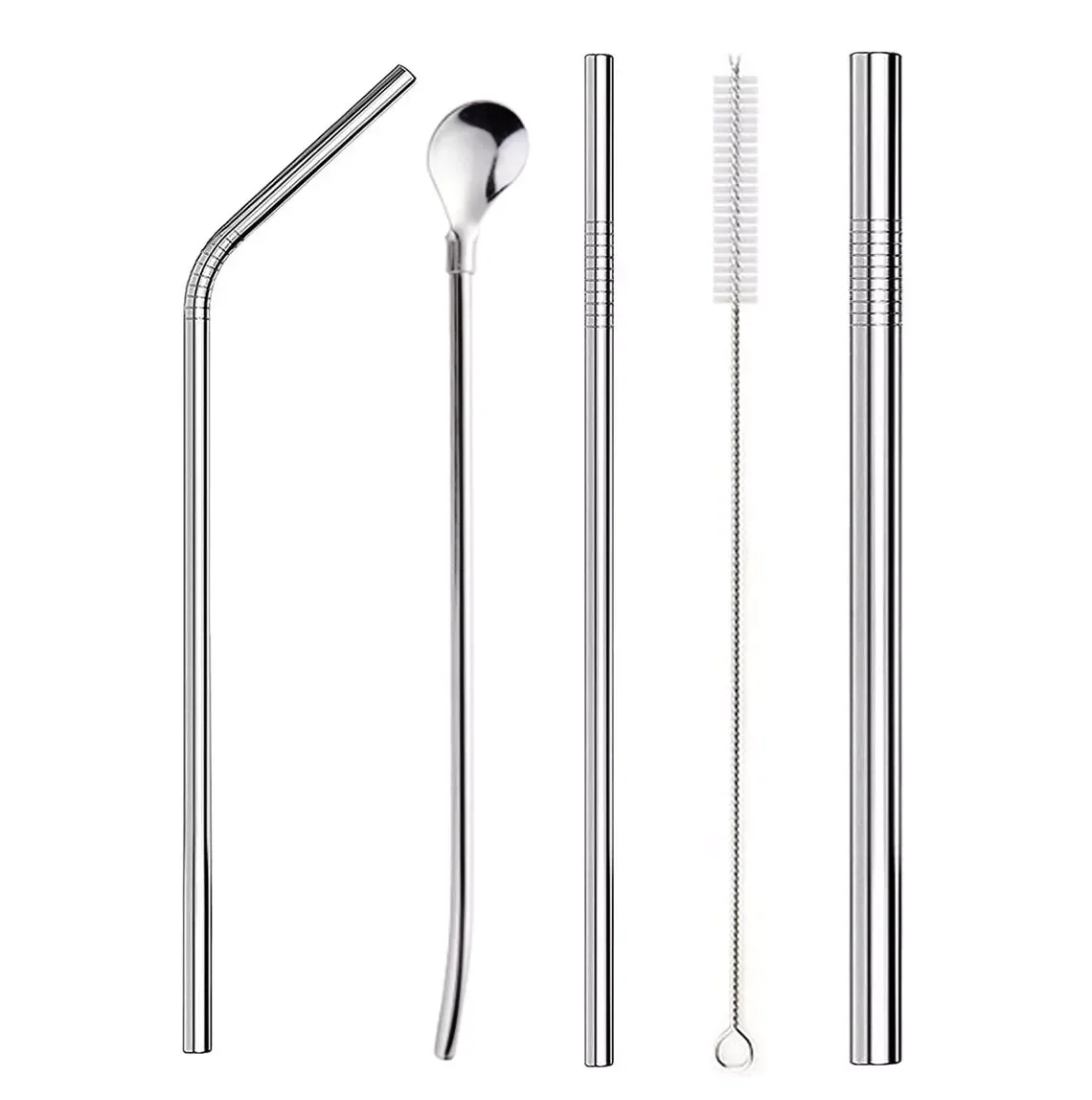 

Reusable Metal Drinking Straws 304 Stainless Steel Straw Sturdy Bent Straight Straw with Cleaning Brush Bar Party Acce