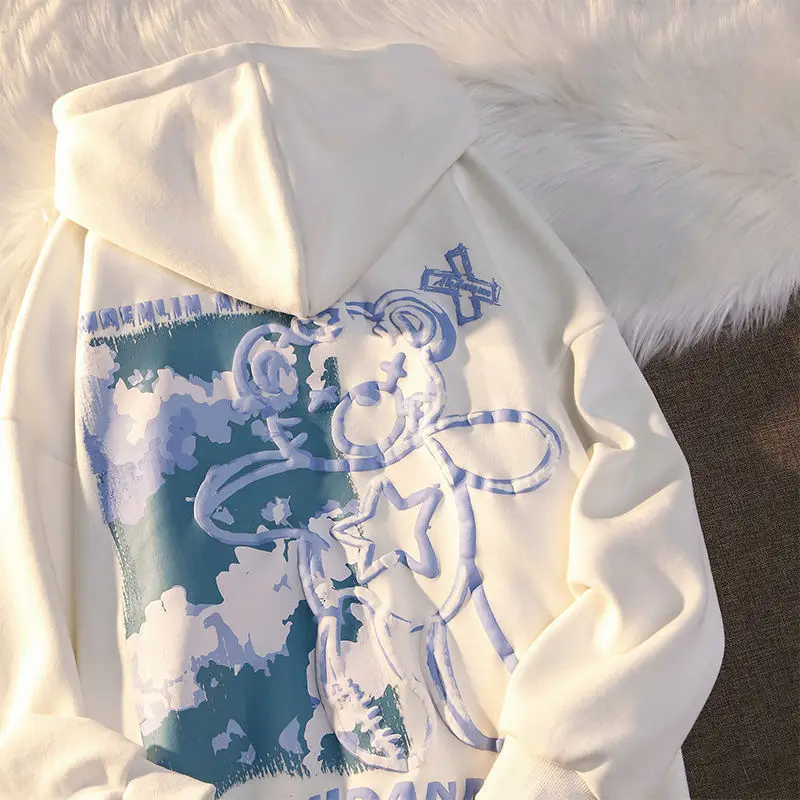 

Autumn and winter new 2021 salt bear sweater plus velvet thick loose student casual tops all match k pop clothes sweatshirt bts