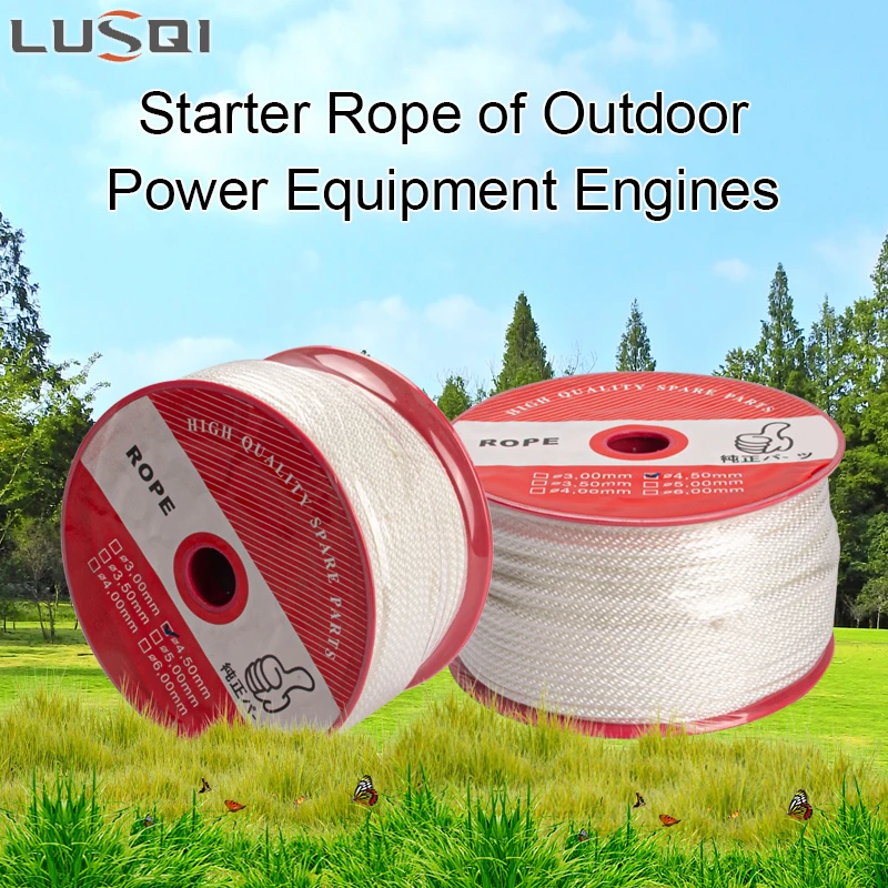 Enlarge LUSQI 4.5mm*100m Pull Cord Replacement Recoil Starter Rope Lawn Mower Chainsaw Water Pump Generator Recoil Starter Handle Line