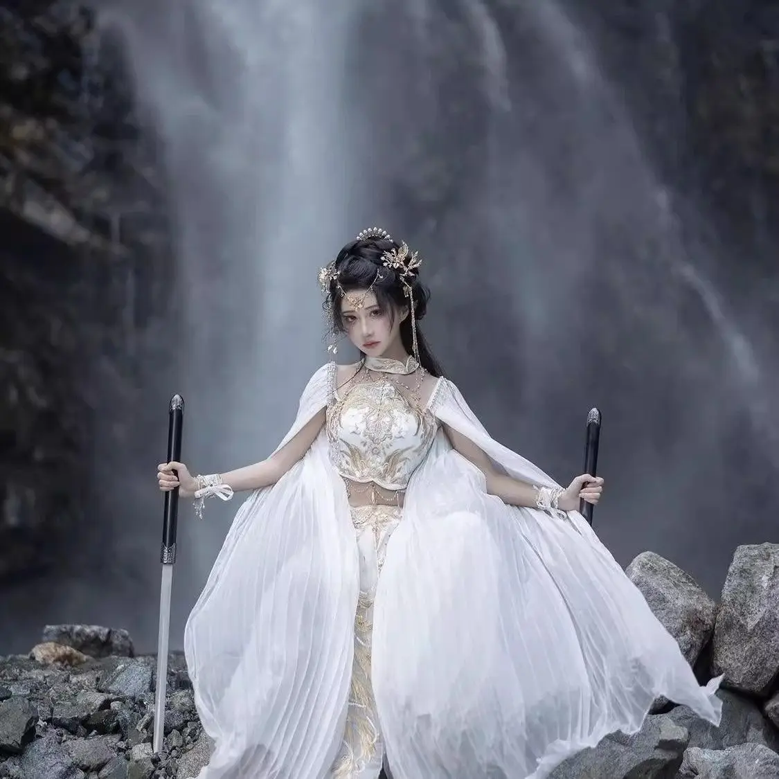 Экзотический Шарм ханьфу Saintess Токен Dunhuang вышивающий костюм Xianxia Белый Полный