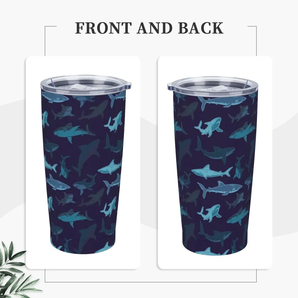 Стакан из нержавеющей стали кружки с синими акулами чашка соломинкой