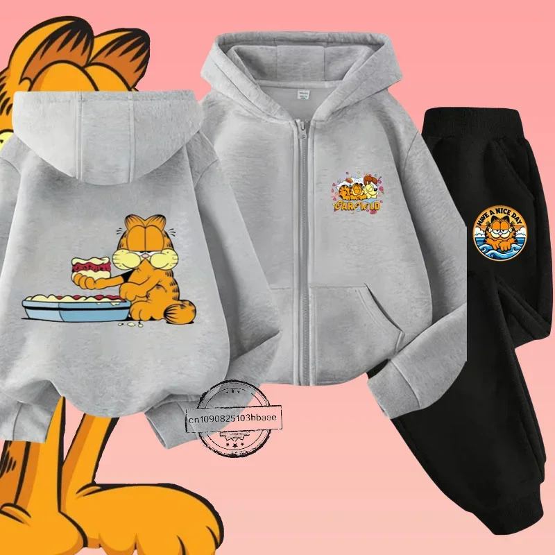 Комплект Детской Одежды С Принтом Гарфилда На Молнии Длинными Рукавами