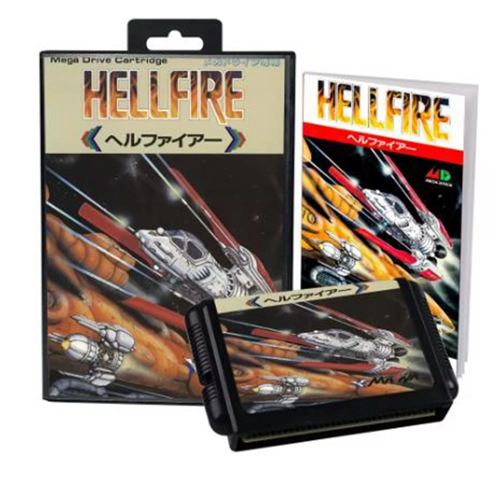 Hellfire с коробкой и руководством для 16-битной игровой картриджа Sega MD Megadrive Genesis System