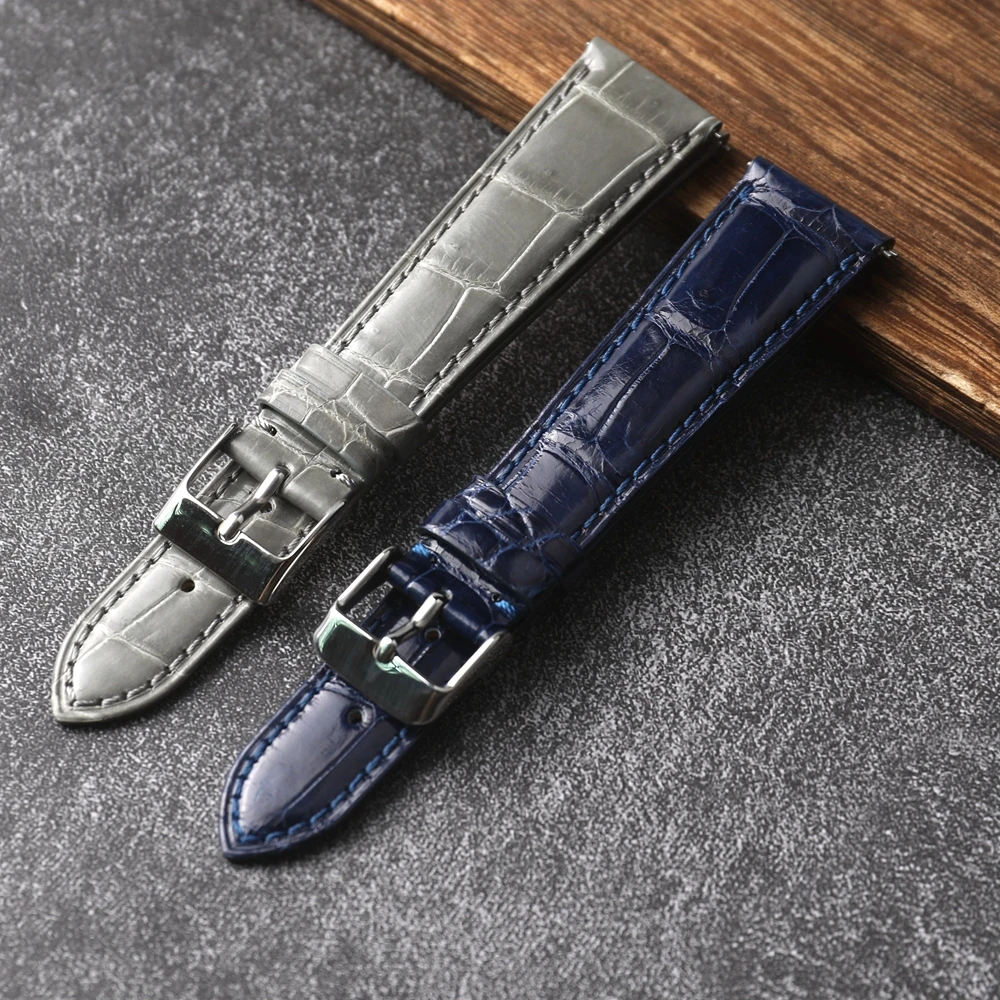Ремешок ручной работы из американской кожи аллигатора 20 мм быстросъемный мягкий