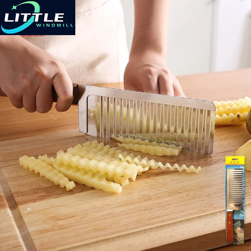 

Stainless Steel Potato Chip Slicer Dough Vegetable Fruit Crinkle Wavy Slicer Knife Potato Cutter Chopper French Fry Maker Tools