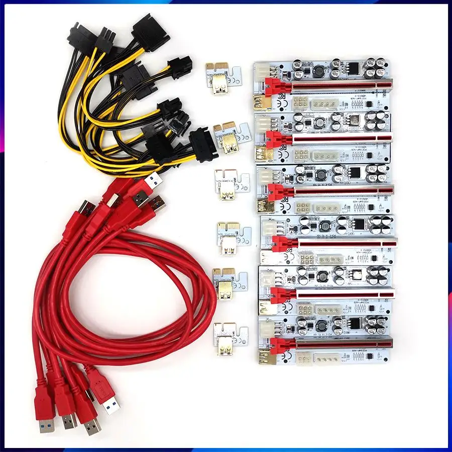 6 Pcs Pcie Riser 010 010X VER010 010S Plus USB 3.0 pci e Express Cable Cabo Riser GPU X16 Extender PCI-E Riser Card adapter