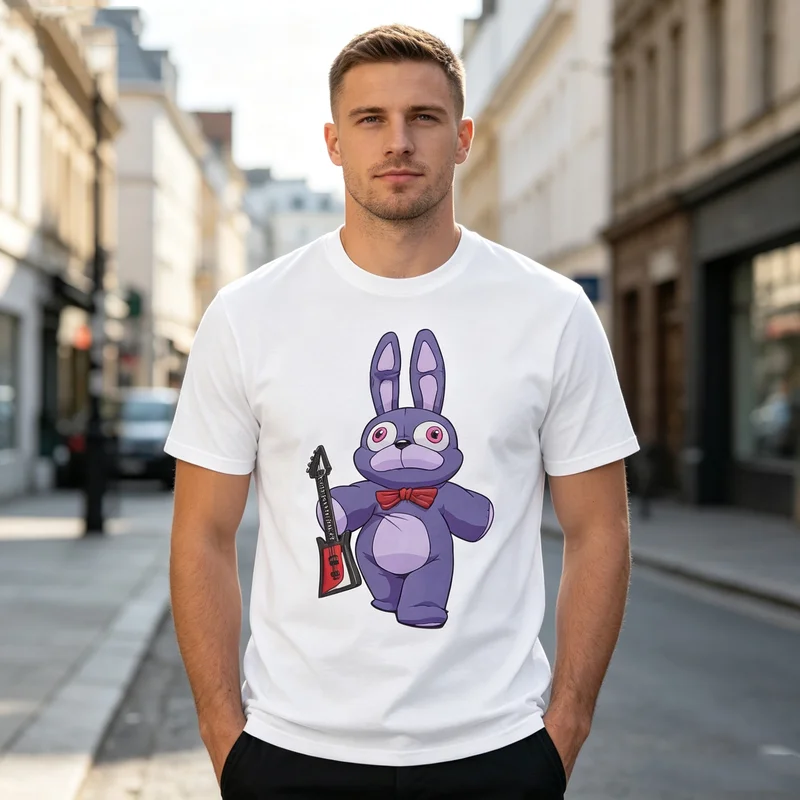 Фото Футболка Bonnie Purple Rabbit FNAF с изображением персонажа Five Nights At Freddys, хлопковая футболка с графическим рисунком, повседневные топы унисекс с короткими рукавами №2