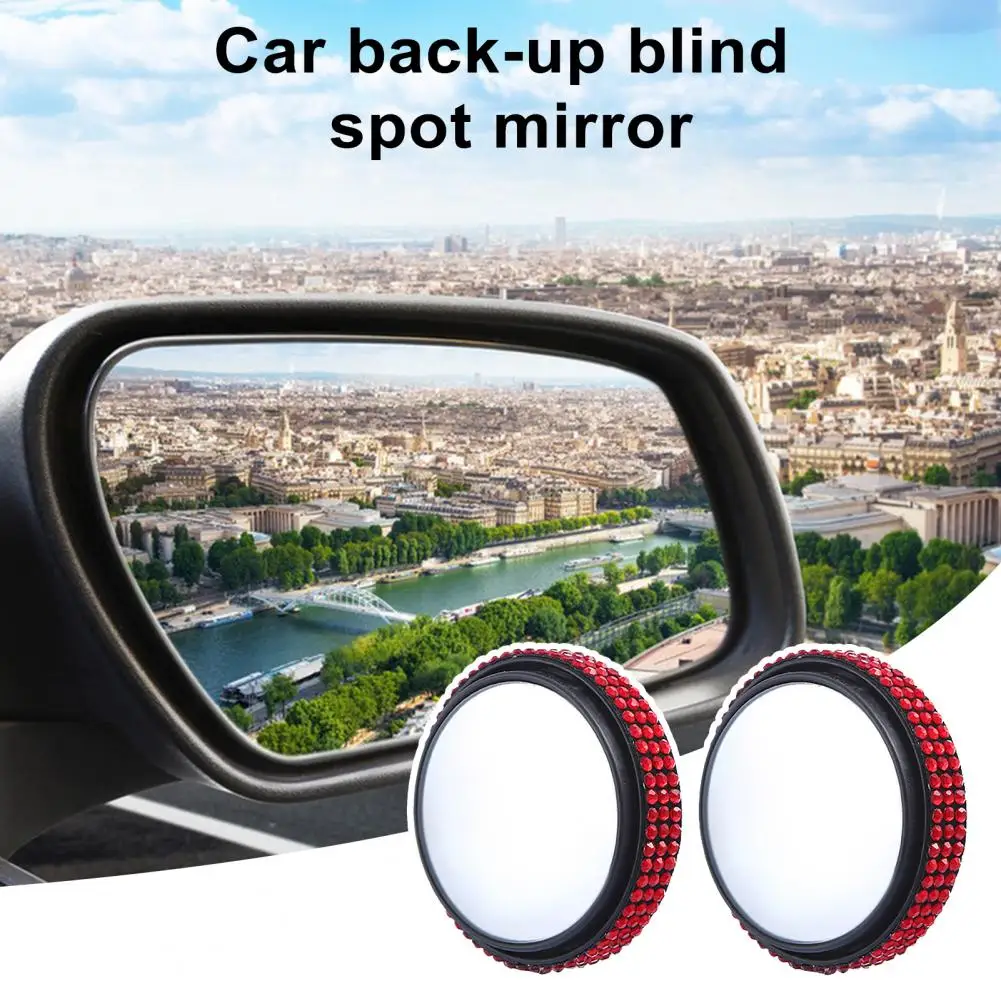

2Pcs Blind Spot Mirrors Adjustable 360-degree Wide Angle Stick-on Design Glass Waterproof Rust-proof Blind Spot Mirrors