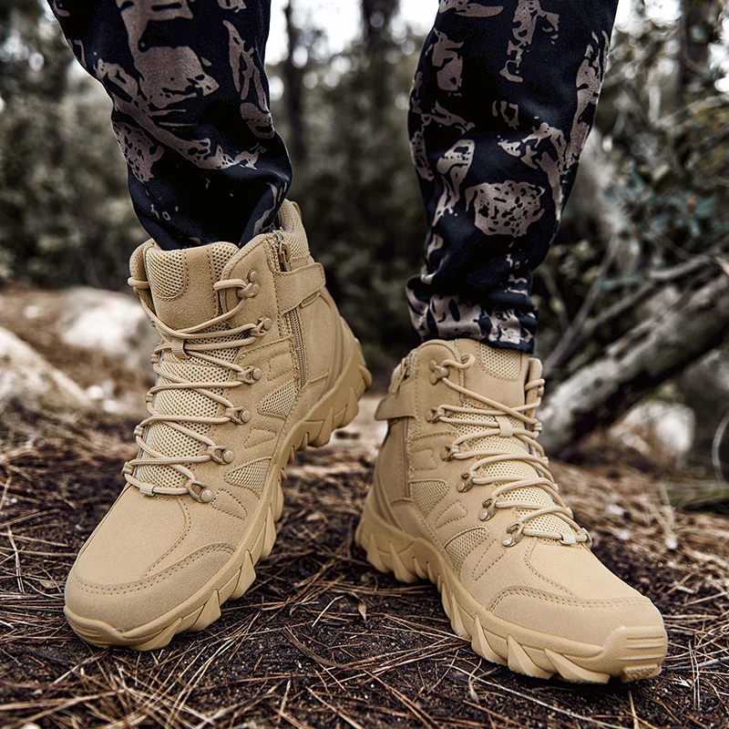 Military Tactical Boots For Men Hiking Shoes Outdoor Men Mountain Climbing Shoes Breathable Trekking Sneakers Men Hiking Boots