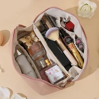 women toiletry pouch makeup bag makeup case storage bag travel organizer cosmetic bag wash bags large capacity portable pu solid