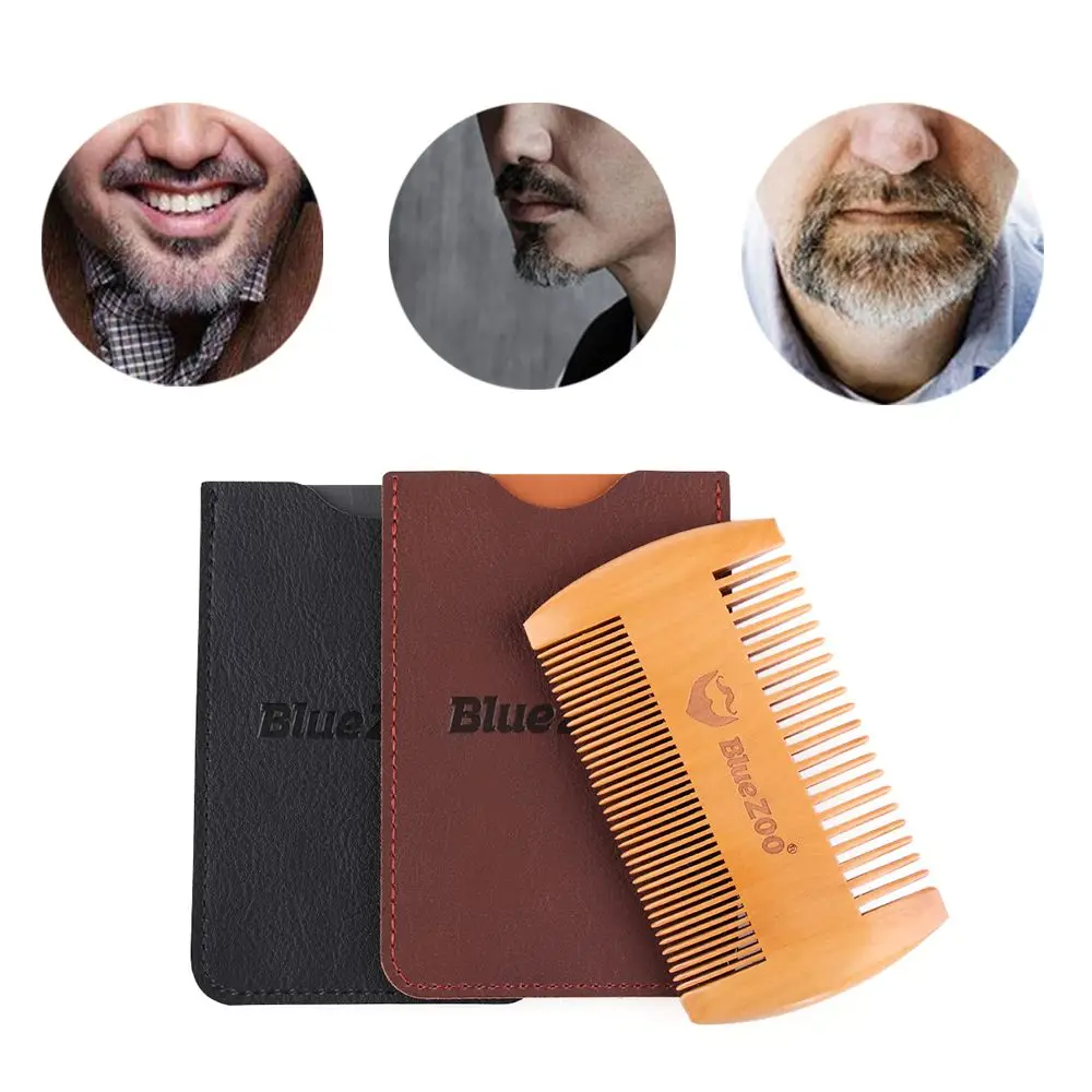

Hairdressing Styling Tool Pocket Size Wooden Hair Mustaches Brush Fine Coarse Teeth Beard Comb Double Side