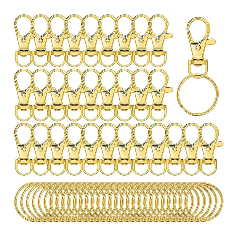 

60 Pieces Key Ring Clip Hooks Twist Locks Lanyard Snap Hooks With Split Key Rings