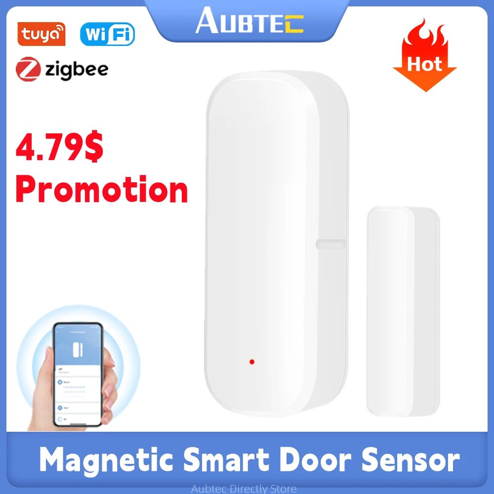 

Смарт-датчик двери Zigbee Tuya с Wi-Fi, датчик окон с сигнализацией, независимый Магнитный сенсор, работает с Alexa Google Home