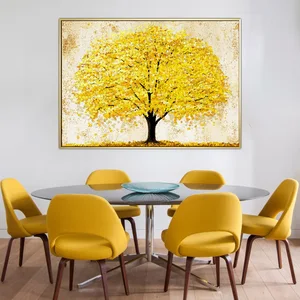 Abstract Tree Hand Painted Oil Painting Wall Art Landscape Artwork With Gold Foil Painting on Canvas for Bedroom Living Room