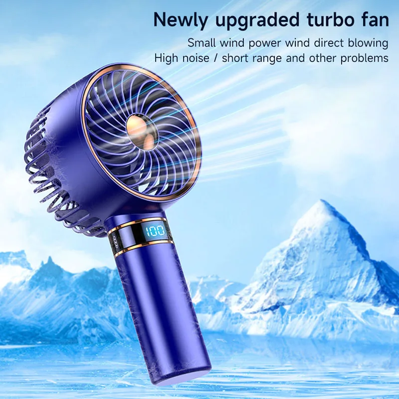 

Ручной Электрический вентилятор с цифровым дисплеем, миниатюрный портативный Настольный вентилятор с перезаряжаемой батареей и 5 скоростями для офиса, дома, улицы, путешествий
