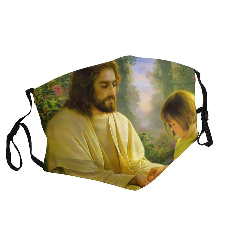 

Jesus Christ Savior's Love Mask Men Dustproof Religious Christianity Mask Protection Respirator Reusable Mouth Muffle