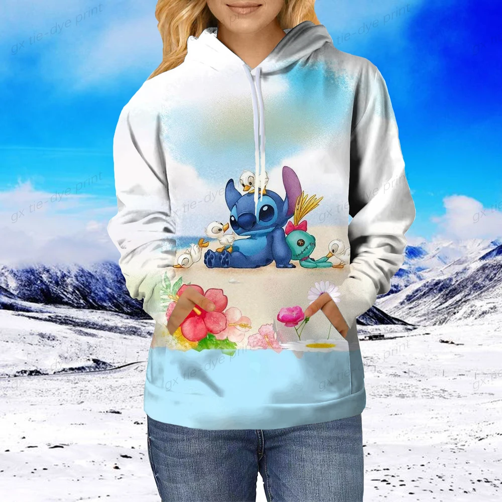 Свитшот с мультяшным принтом Ститч для мужчин и женщин одежда Диснея популярный